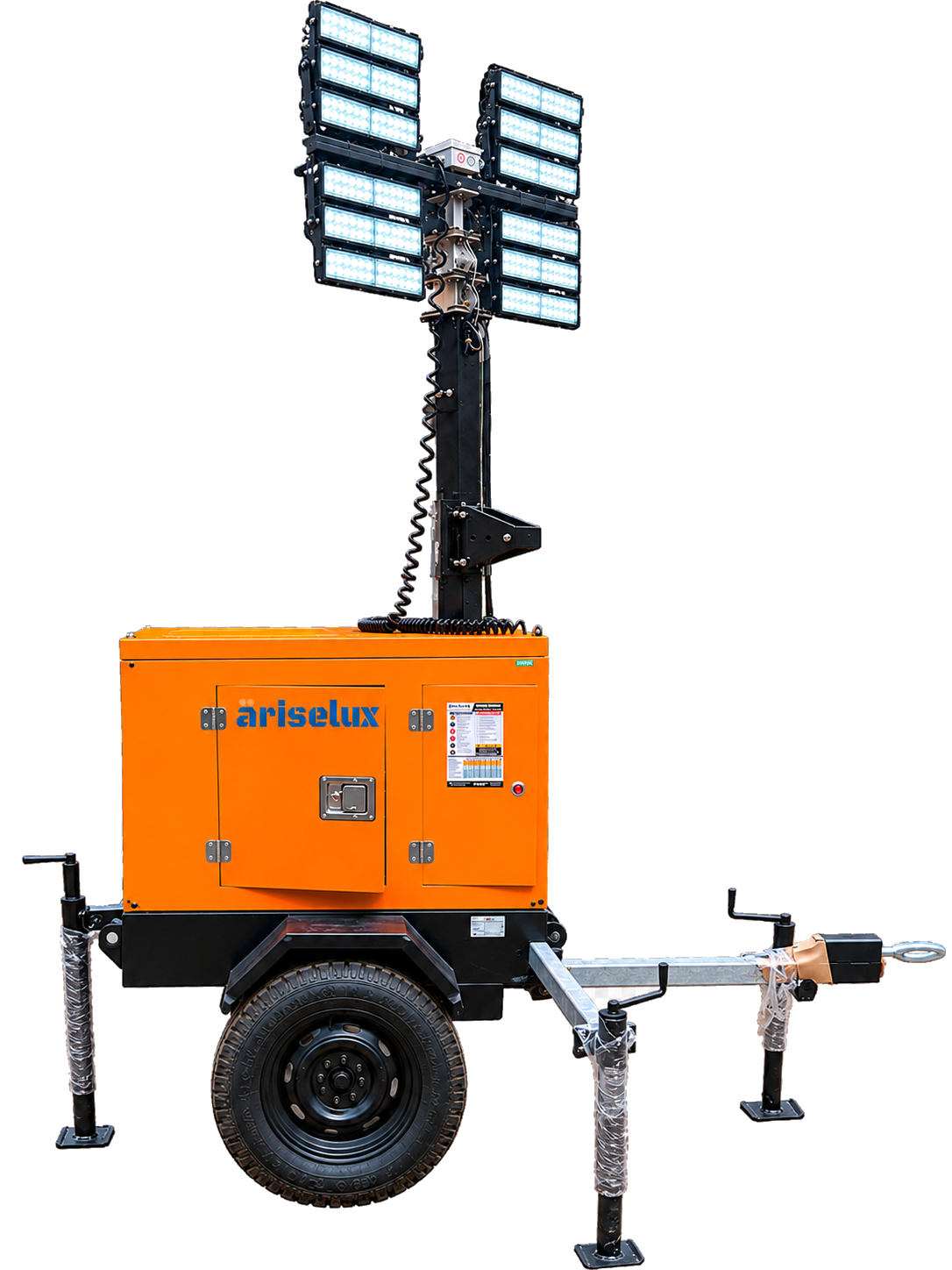 Ariselux industrial orange LED mobile lighting tower